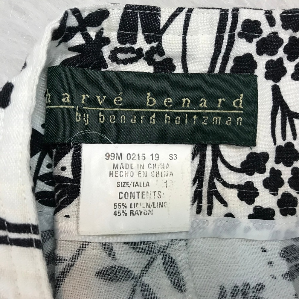 Harve Benard Linen Rayon Skirt 10 Black White - Picture 4 of 7
